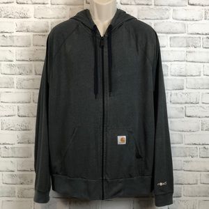 Carhartt Relaxed Fit Men's Size XL Gray Full Zip Distressed Hoodie 2 Pockets